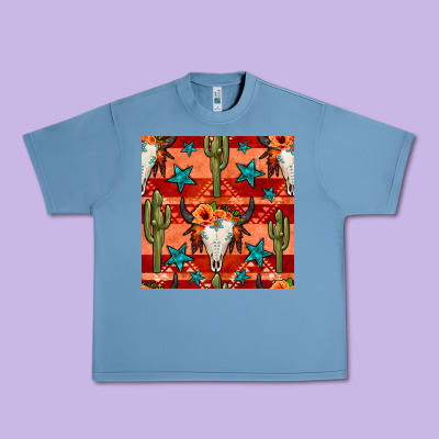 Bull Skull Cactus Seamless Pattern Urban Heavy Tee Designed By Bundleandbundleshop