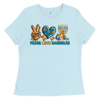 Baby Blue Peace Love Hannukah Ladies Tee - BundleAndBundleShop