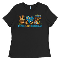 Black Peace Love Hannukah Ladies Tee - BundleAndBundleShop