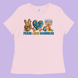 Peace Love Hannukah Ladies Tee Designed By Bundleandbundleshop
