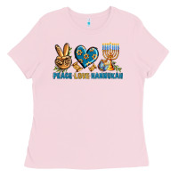 Bubblegum Pink Peace Love Hannukah Ladies Tee - BundleAndBundleShop