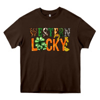 Chocolate Brown Western lucky with clover St. Patricks day Heavy Core Tee - HowdyJamesFarm