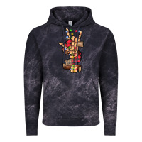 Cloud Black merry christmas skeleton hand Vintage Hoodie - CowhideDigitalArt