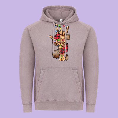 Merry Christmas Skeleton Hand Vintage Hoodie Designed By Cowhidedigitalart