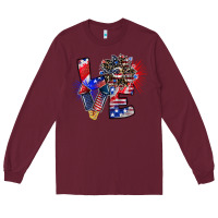 Burgundy patriotic Love Long Sleeve Tee - CowhideDigitalArt
