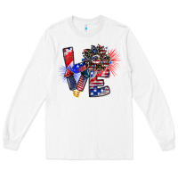 White patriotic Love Long Sleeve Tee - CowhideDigitalArt
