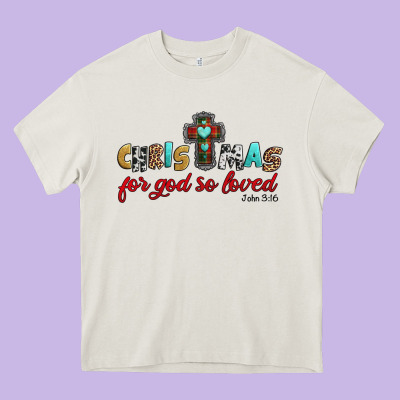 Christmas For God So Loved John 3 16 Heavy Core Tee Designed By Jasminsmagicworld