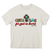 Cream christmas for god so loved john 3 16 Heavy Core Tee - Jasminsmagicworld