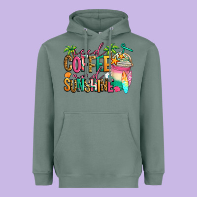 Iced Coffee And Sunshine Summer Heavyweight Hoodie Designed By Jasminsmagicworld