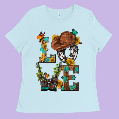 Western Love With Gun Ladies Tee Designed By Bundleandbundleshop