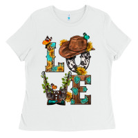 White Western Love with Gun Ladies Tee - BundleAndBundleShop