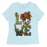 Baby Blue Western Love with Gun Ladies Tee - BundleAndBundleShop
