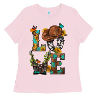 Bubblegum Pink Western Love with Gun Ladies Tee - BundleAndBundleShop