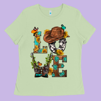 Western Love With Gun Ladies Tee Designed By Bundleandbundleshop