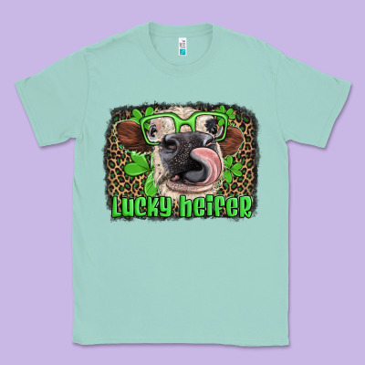 Lucky Heifer With Glasses St Patricks Classic Tee Designed By Artiststas