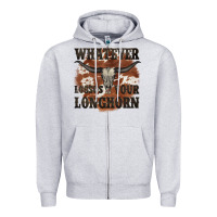 Heather Grey longhorn bullskull whatever lossos your longhorn Zipper Hoodie - JahusDesignShop