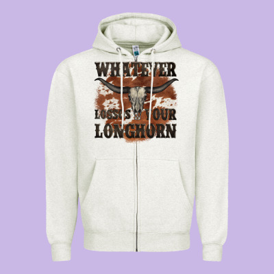 Longhorn Bullskull Whatever Lossos Your Longhorn Zipper Hoodie Designed By Jahusdesignshop