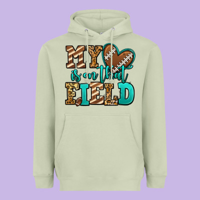 My Heart Is On That Field American Football Heavyweight Hoodie Designed By Jasminsmagicworld