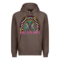Coffee race day vibes rainbow Premium Hoodie - Artiststas