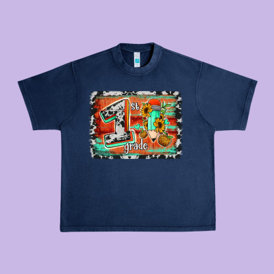 Western Back To School 1st Grade Urban Heavy Tee Designed By Jasminsmagicworld