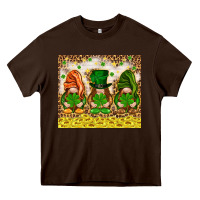 Chocolate Brown St. Patrick's Day gnomies with leopard tumbler Heavy Core Tee - HowdyJamesFarm