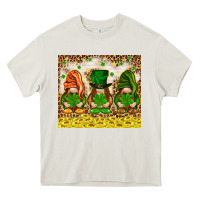 Cream St. Patrick's Day gnomies with leopard tumbler Heavy Core Tee - HowdyJamesFarm
