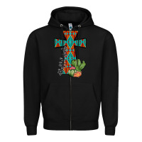 Black aztec cactus cross Zipper Hoodie - JahusDesignShop