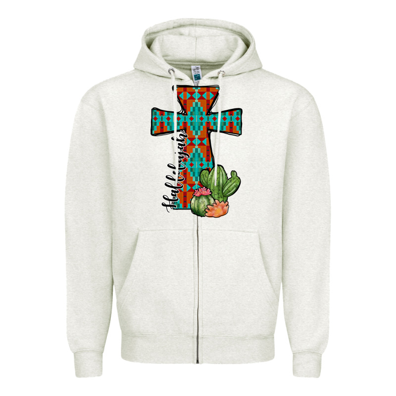 Aztec Cactus Cross Zipper Hoodie by JahusDesignShop | Teevron