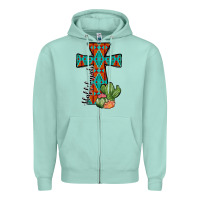 Seafoam aztec cactus cross Zipper Hoodie - JahusDesignShop