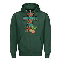 Sports Green aztec cactus cross Zipper Hoodie - JahusDesignShop