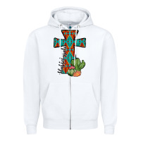 White aztec cactus cross Zipper Hoodie - JahusDesignShop