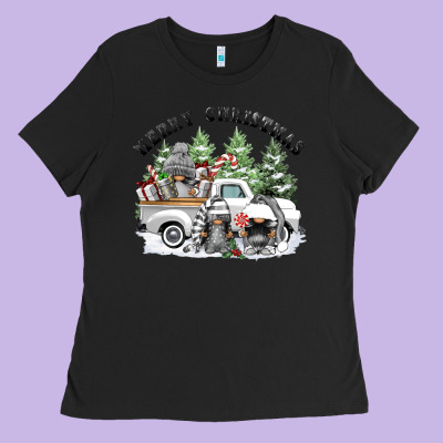 Merry Christmas Gnomies Ladies Tee Designed By Fadigitalartstudio