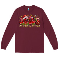 Burgundy Jesus The Reason For The Season Long Sleeve Tee - CowhideDigitalArt