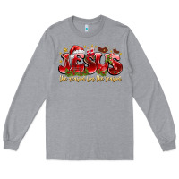 Heather Grey Jesus The Reason For The Season Long Sleeve Tee - CowhideDigitalArt