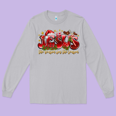 Jesus The Reason For The Season Long Sleeve Tee Designed By Cowhidedigitalart