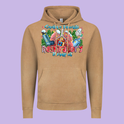 Santa's Favorite Respiratory Therapist Vintage Hoodie Designed By Cowhidedigitalart