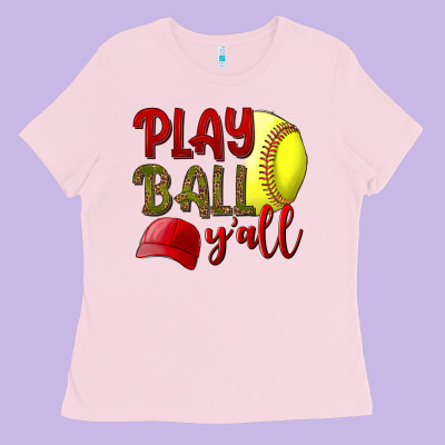 Play Ball Y'all Softball Ladies Tee Designed By Bundleandbundleshop