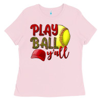Bubblegum Pink Play Ball Y'all Softball Ladies Tee - BundleAndBundleShop