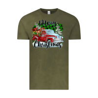 Vintage Olive Merry Christmas Truck With Gifts Vintage Tee - FaDigitalArtStudio