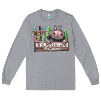 Heather Grey IWant Hippopota maps For Christmas Long Sleeve Tee - CowhideDigitalArt