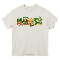 Cream St. Patrick's Day Nurse with gnome Heavy Core Tee - HowdyJamesFarm