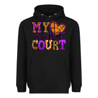 Black my heart is on that court basketball Heavyweight Hoodie - Jasminsmagicworld