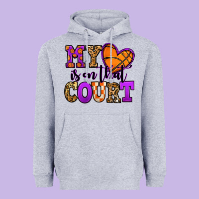 My Heart Is On That Court Basketball Heavyweight Hoodie Designed By Jasminsmagicworld
