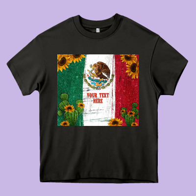 Preview Cactus Sunflower Mexican Flag Heavy Core Tee Designed By Jasminsmagicworld