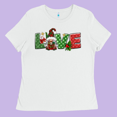 Love Christmas Gnome Ladies Tee Designed By Bundleandbundleshop