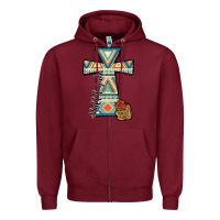 Burgundy halleluljah aztec cross Zipper Hoodie - JahusDesignShop
