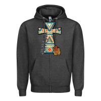 Charcoal Heather halleluljah aztec cross Zipper Hoodie - JahusDesignShop