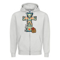 Dove Grey halleluljah aztec cross Zipper Hoodie - JahusDesignShop
