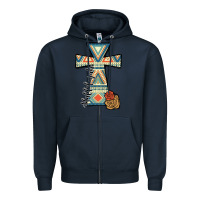 Navy halleluljah aztec cross Zipper Hoodie - JahusDesignShop