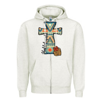 Oatmeal Heather halleluljah aztec cross Zipper Hoodie - JahusDesignShop